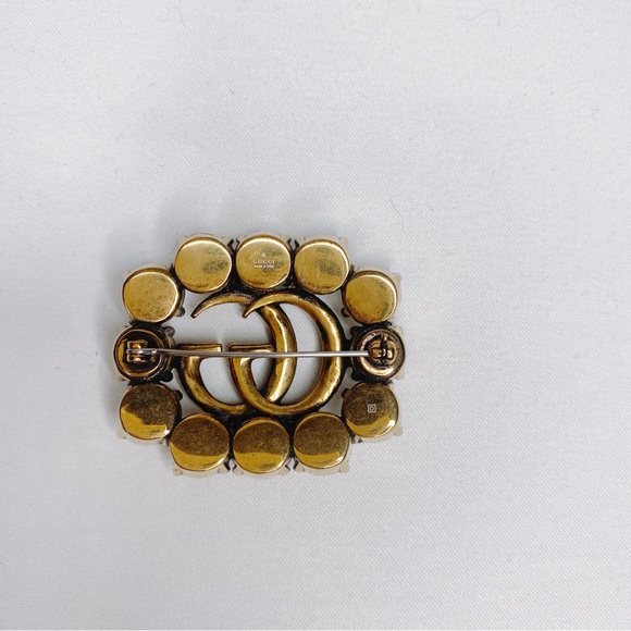 GUCCI Marmont GG logo crystal brooch - Picture 7 of 7